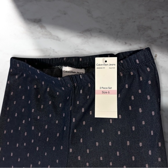 Calvin Klein Girls Polka Dot Jeggings In Dark Blue Size 6 - Picture 2 of 4